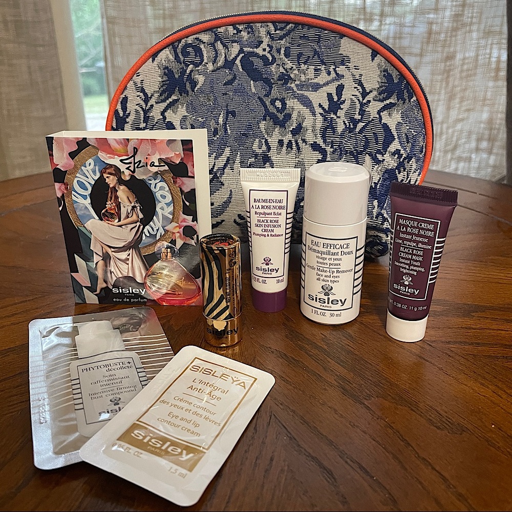 Sisley deluxe samples with jacquard cosmetic bag